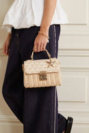 Woman Beige Long-Strap Stone-Embellished Woven Mini Crossbody Bag | Derimod Woman Beige Long-Strap Stone-Embellished Woven Mini Crossbody Bag | Derimod