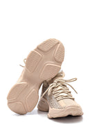 Women's Beige Stone Thick Soled Sneaker | Derimod Women's Beige Stone Thick Soled Sneaker | Derimod