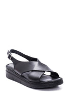 Kadın Siyah Deri Comfort Sandalet | Derimod Kadın Siyah Deri Comfort Sandalet | Derimod