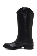 Women's Black Leather Cowboy Boot | Derimod Women's Black Leather Cowboy Boot | Derimod