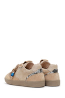 Woman Beige Lace-up Suede Leather Sneaker | Derimod Woman Beige Lace-up Suede Leather Sneaker | Derimod