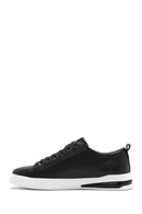 Erkek Siyah Bağcıklı Deri Sneaker | Derimod Erkek Siyah Bağcıklı Deri Sneaker | Derimod