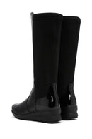 Women's Black Zippered Wedge Heeled Casual Leather Boots | Derimod Women's Black Zippered Wedge Heeled Casual Leather Boots | Derimod