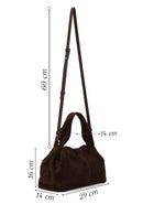 Woman Dark Mink Long Strap Suede Shoulder Bag | Derimod Woman Dark Mink Long Strap Suede Shoulder Bag | Derimod