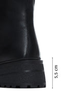 Women's Black Leather Zippered Flat Boots | Derimod Women's Black Leather Zippered Flat Boots | Derimod
