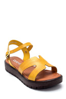 Women's Yellow Leather Flat Sandals | Derimod Women's Yellow Leather Flat Sandals | Derimod