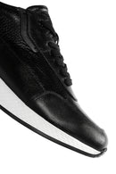 Men's Black Thick Sole Leather Casual Sneaker | Derimod Men's Black Thick Sole Leather Casual Sneaker | Derimod