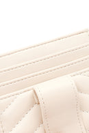 Woman Cream Quilted Card Holder | Derimod Woman Cream Quilted Card Holder | Derimod