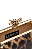 Woman Leopard Print Long Chain Strap Mini Box Evening Bag | Derimod Woman Leopard Print Long Chain Strap Mini Box Evening Bag | Derimod