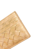 Woman Gold Braided Card Holder | Derimod Woman Gold Braided Card Holder | Derimod