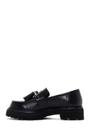 Women's Black Thick Soled Tasseled Casual Leather Loafer | Derimod Women's Black Thick Soled Tasseled Casual Leather Loafer | Derimod