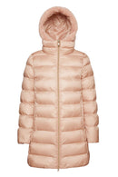 Geox Women's Pink Desya Double Collar Hooded Fur Coat | Derimod Geox Women's Pink Desya Double Collar Hooded Fur Coat | Derimod