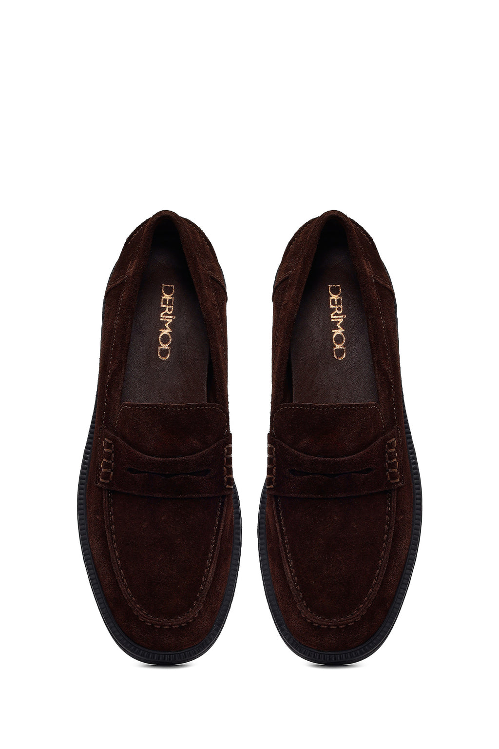 Kadın Kahverengi Süet Deri Maskülen Loafer