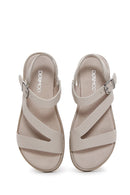 Kadın Vizon Deri Comfort Sandalet | Derimod Kadın Vizon Deri Comfort Sandalet | Derimod
