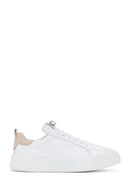 Women's White Laced Leather Sneaker with Accessory Detail | Derimod Women's White Laced Leather Sneaker with Accessory Detail | Derimod