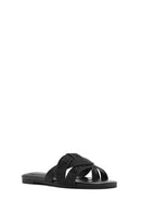 Women's Black Stone Slippers | Derimod Women's Black Stone Slippers | Derimod