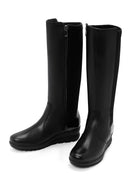 Women's Black Zippered Wedge Heeled Casual Leather Boots | Derimod Women's Black Zippered Wedge Heeled Casual Leather Boots | Derimod