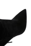 Women's Black High Thin Heeled Suede Leather Classic Boots | Derimod Women's Black High Thin Heeled Suede Leather Classic Boots | Derimod