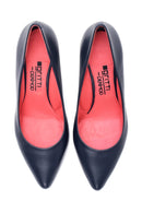 Derimod Gritti Women's Navy Blue Leather Heeled Shoes | Derimod Derimod Gritti Women's Navy Blue Leather Heeled Shoes | Derimod