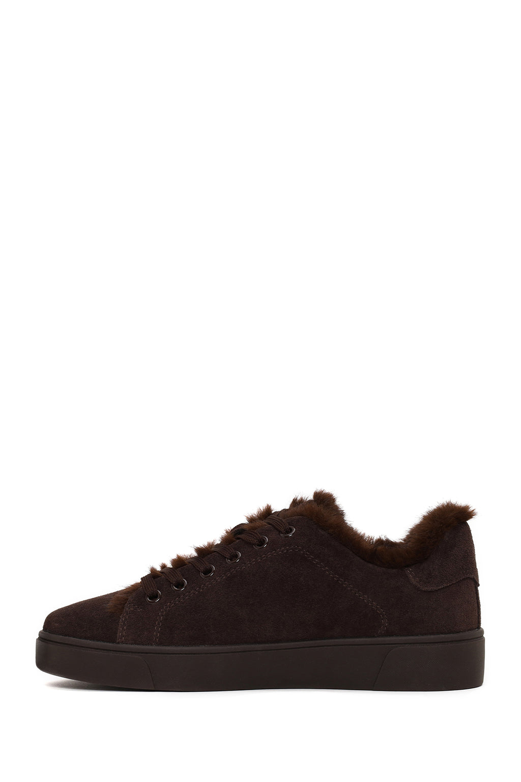Kadın Kahverengi Bağcıklı Charmlı Süet Deri Teddy Sneaker