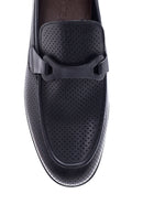 Men's Navy Blue Leather Perforated Loafer | Derimod Men's Navy Blue Leather Perforated Loafer | Derimod