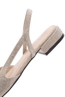 Women's Beige Open Back Stoned Ballerinas | Derimod Women's Beige Open Back Stoned Ballerinas | Derimod