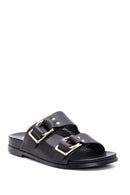 Women's Black Double Buckle Slippers | Derimod Women's Black Double Buckle Slippers | Derimod