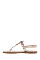 Women's Gold Stone Flip-Flop Sandals | Derimod Women's Gold Stone Flip-Flop Sandals | Derimod