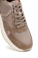 Woman Mink Laced Thick Sole Leather Sneakers | Derimod Woman Mink Laced Thick Sole Leather Sneakers | Derimod