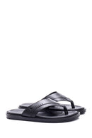 Men's Black Leather Flip Flops | Derimod Men's Black Leather Flip Flops | Derimod