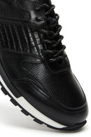 Men's Black Leather Printed Sneaker | Derimod Men's Black Leather Printed Sneaker | Derimod