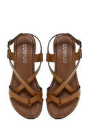 Women's Tan Flip-Flop Leather Bodrum Sandals | Derimod Women's Tan Flip-Flop Leather Bodrum Sandals | Derimod