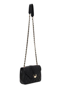 Woman Black Quilted Crossbody Bag with Chain Strap | Derimod Woman Black Quilted Crossbody Bag with Chain Strap | Derimod