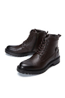 Men's Brown Leather Boots Flat Boots | Derimod Men's Brown Leather Boots Flat Boots | Derimod
