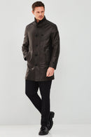 Ederson Men's Black Long Leather Trench Coat | Derimod Ederson Men's Black Long Leather Trench Coat | Derimod