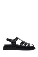 Women's Black Strappy Leather Comfort Sandals | Derimod Women's Black Strappy Leather Comfort Sandals | Derimod