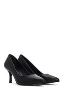 Women's Black Thin Heeled Leather Stiletto | Derimod Women's Black Thin Heeled Leather Stiletto | Derimod
