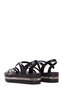 Women's Black Stone Thick Soled Flat Sandals | Derimod Women's Black Stone Thick Soled Flat Sandals | Derimod