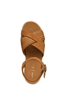 Geox Women's Tan D Xand 2.2SA - Suede Ankle Buckle Wedge Heel Leather Sandals | Derimod Geox Women's Tan D Xand 2.2SA - Suede Ankle Buckle Wedge Heel Leather Sandals | Derimod