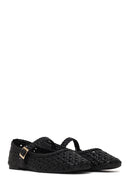 Woman Black Buckled Braided Ballerine flats | Derimod Woman Black Buckled Braided Ballerine flats | Derimod
