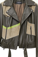 Madonna Women's Green Double Breasted Leather Jacket | Derimod Madonna Women's Green Double Breasted Leather Jacket | Derimod
