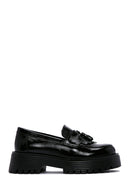 Women's Black Tassel Leather Masculine Loafer | Derimod Women's Black Tassel Leather Masculine Loafer | Derimod