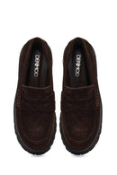 Woman Brown Thick-Soled Suede Loafer | Derimod Woman Brown Thick-Soled Suede Loafer | Derimod