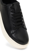 Women's Black Lace-Up Thick-Soled Leather Sneaker | Derimod Women's Black Lace-Up Thick-Soled Leather Sneaker | Derimod