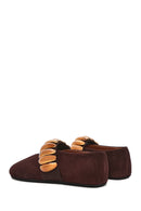 Women's Brown Metal Detailed Suede Leather Ballerinas | Derimod Women's Brown Metal Detailed Suede Leather Ballerinas | Derimod