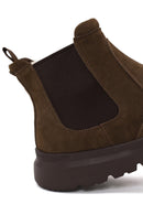 Male Brown Thick-Soled Suede Chelsea Boots | Derimod Male Brown Thick-Soled Suede Chelsea Boots | Derimod