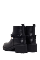 Woman Black Zip Closure Chunky-heeled Leather Boots | Derimod Woman Black Zip Closure Chunky-heeled Leather Boots | Derimod