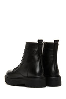 Women's Black Thick Soled Leather Boots | Derimod Women's Black Thick Soled Leather Boots | Derimod