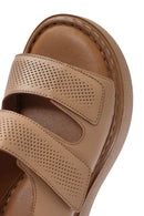 Kadın Camel Bantlı Kalın Tabanlı Deri Comfort Sandalet | Derimod Kadın Camel Bantlı Kalın Tabanlı Deri Comfort Sandalet | Derimod