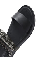 Women's Black Back Tie Stone Sandals | Derimod Women's Black Back Tie Stone Sandals | Derimod